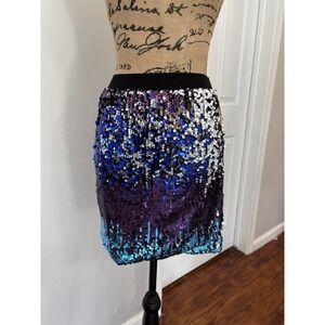 Love + Harmony Sequin Mini Skirt Ombre Blue Purple Black Sparkle Party